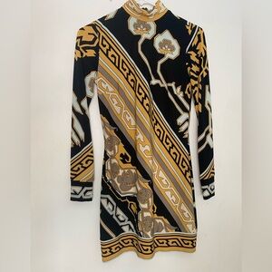 Marciano Black and Gold Long Sleeve Dress